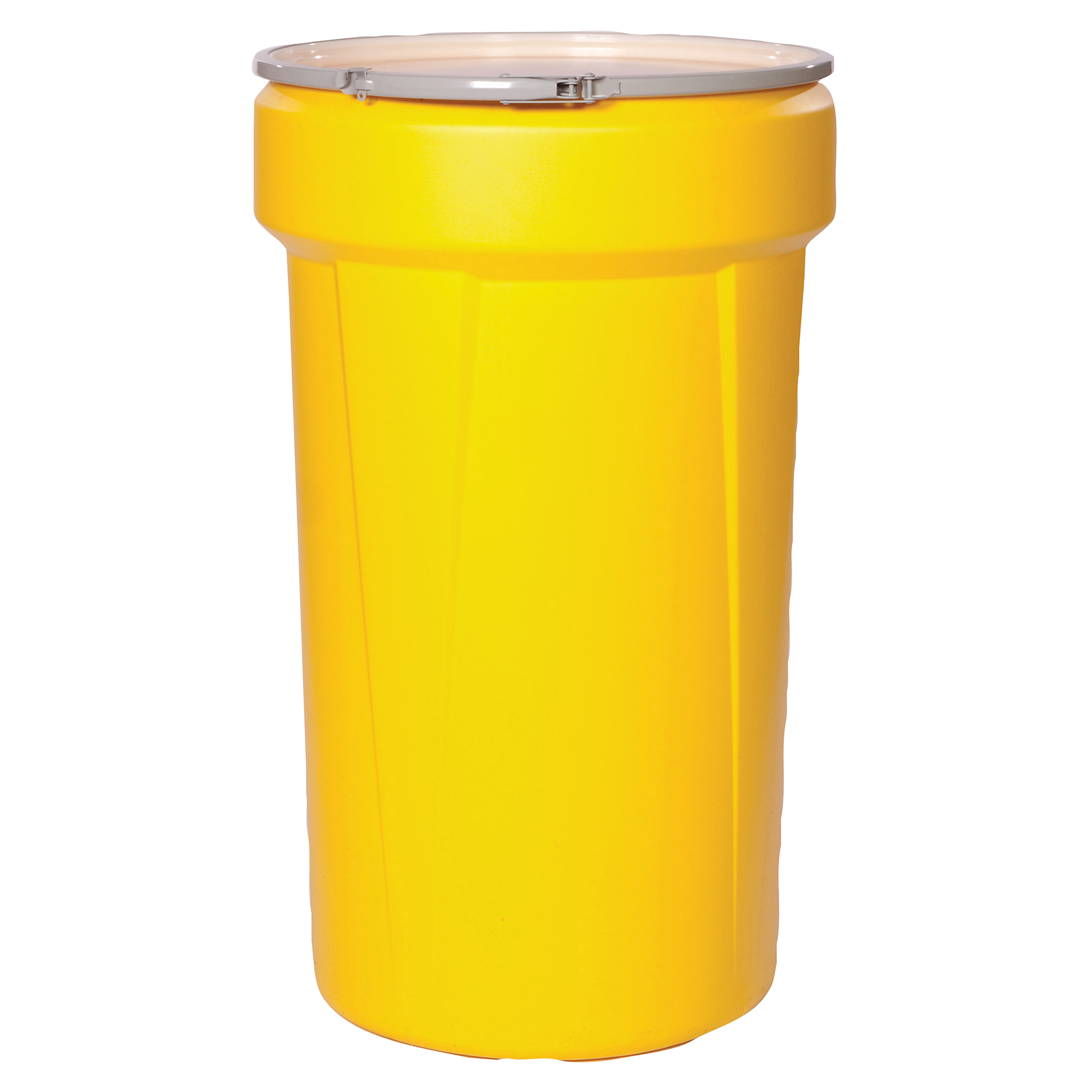 Eagle 55-Gallon Open Head Plastic Barrel Drum — Lever-Lock, HDPE, Yellow, Model# 1655MBG
